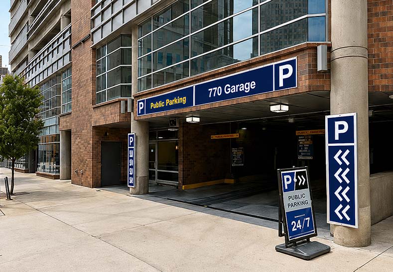 Our dental office parking Downtown Milwaukee